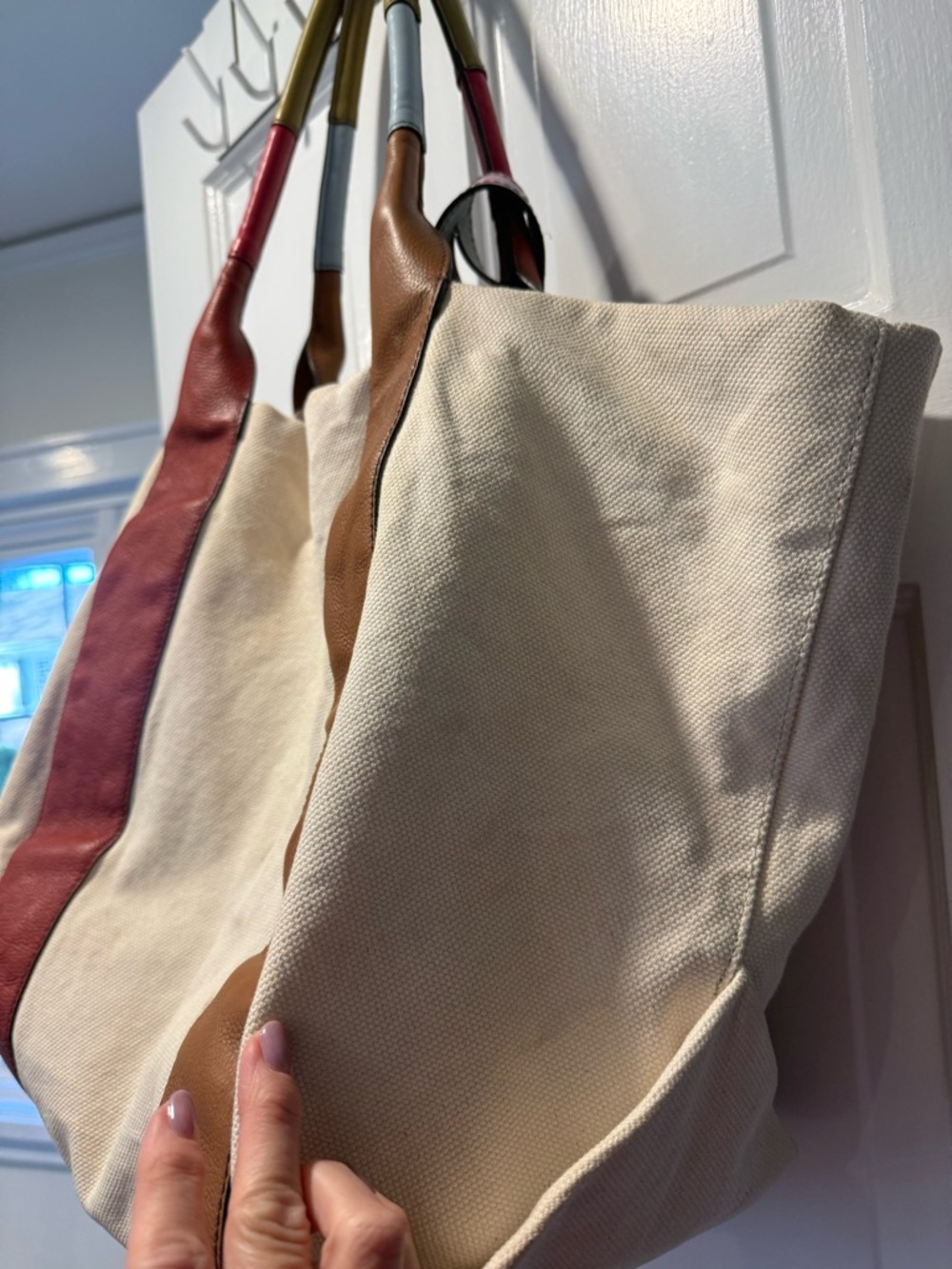 See By Chloe Laetzia Cream Canvas Tote with Red & Brown Leather Accents - Picture 9 of 9